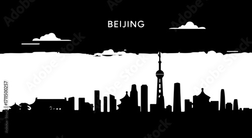 Iconic Beijing skyline silhouette captures modern urban grandeur and rich cultural heritage for travel inspiration.