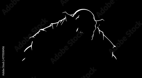 Mysterious hooded figure emerges from darkness, radiating power and intrigue for fantasy and occult themes.