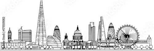 Iconic London skyline silhouette showcases famous landmarks for travel and business inspiration