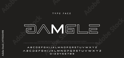 Abstract minimal modern alphabet fonts. Typography technology electronic digital music future creative font. vector illustration.