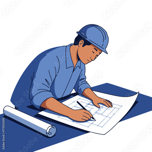 Draftsman sketches plan