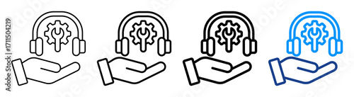 Technical Support Icon Different Style Outline Collection Set