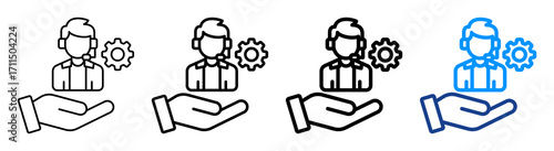 Customer Support Icon Different Style Outline Collection Set