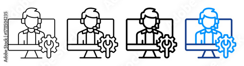 It Support Icon Different Style Outline Collection Set