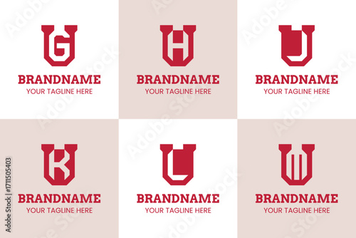 Letters UG UH UJ UK UL UM Monogram Logo, for GU HU JU KU LU MU initials