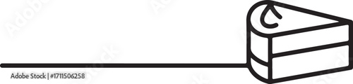 Minimal Line Art Cake Slice Vector Dessert Illustration
