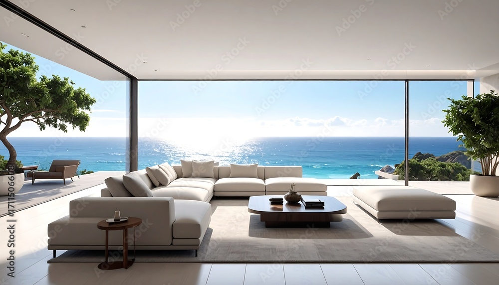Fototapeta premium Modern coastal living room (3)