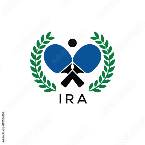 IRA Table Tennis Company logo. IRA Ping Pong Sports paddle logo design for entrepreneur and business. IRA Branding Design best icon.
