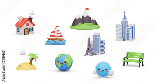 set of icons of the world