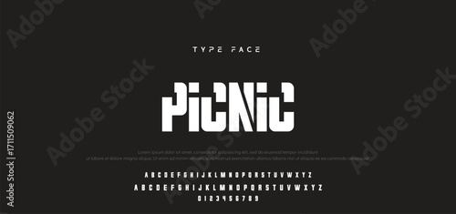 Creative digital modern alphabet fonts. Typography technology electronic dance music future creative font.