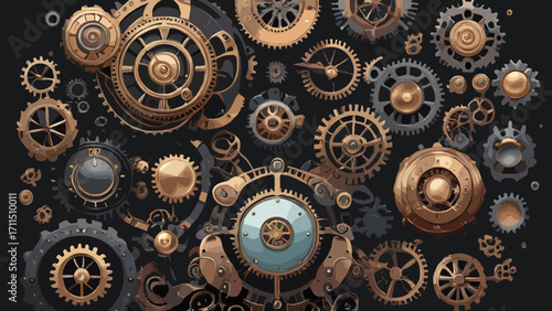 gears on black background