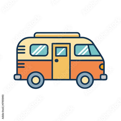 Wallpaper Mural Retro camper van illustration with orange and yellow colors on transparent background Torontodigital.ca