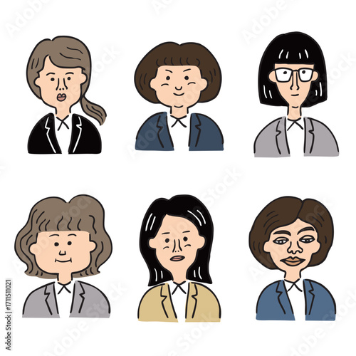 キャラクターイラスト6点セット会社員女性その1