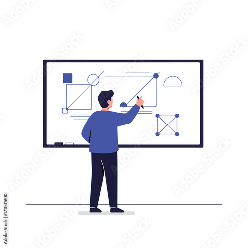 Man draws on board