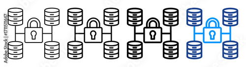 Data Lock Icon Different Style Outline Collection Set