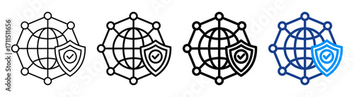 Secure Network Icon Different Style Outline Collection Set