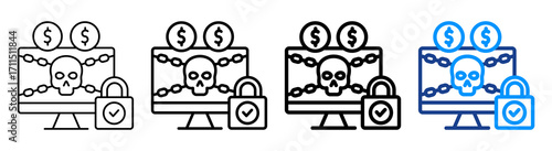 Ransomware Icon Different Style Outline Collection Set