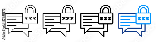 Encrypted Chat Icon Different Style Outline Collection Set