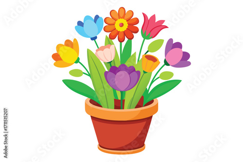 Colorful flowers in a pot bringing cheer to any room in springtime