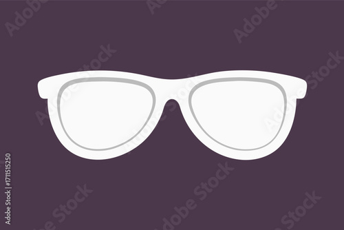 Stylish white sunglasses on a purple background suitable for summer fashion and outdoor activities