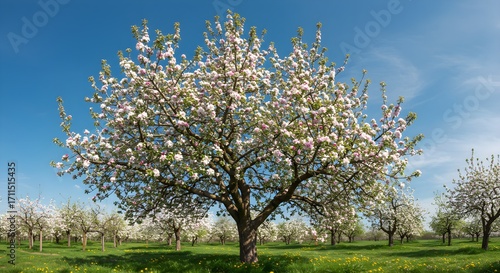 Blooming apple trees outdoors