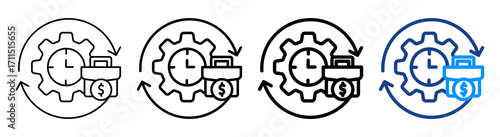 Business Efficiency Icon Different Style Outline Collection Set