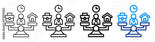 Work Life Balance Icon Different Style Outline Collection Set