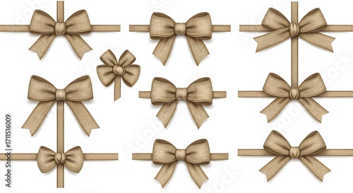 Collection of beige ribbons and bows