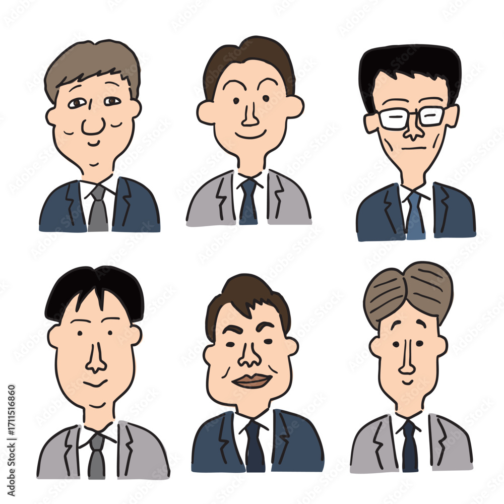 Fototapeta premium キャラクターイラスト6点セット会社員男性その3
