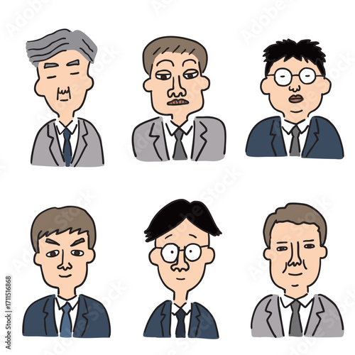 キャラクターイラスト6点セット会社員男性その1