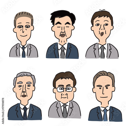 キャラクターイラスト6点セット会社員男性その2