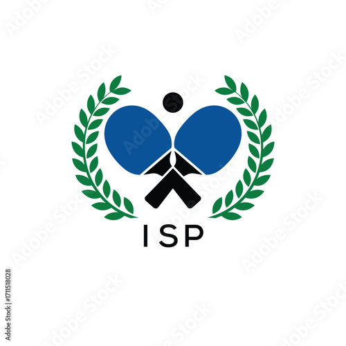 ISP Table Tennis Company logo. ISP Ping Pong Sports paddle logo design for entrepreneur and business. ISP Branding Design best icon.
