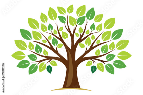 Green tree with lush leaves presenting a vibrant and healthy look in a simple design