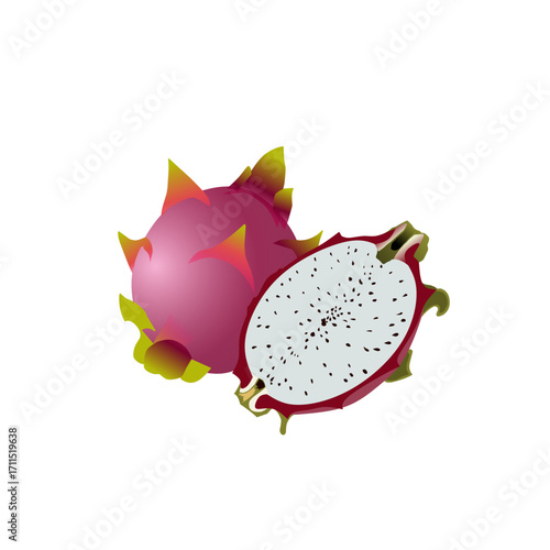 dragon fruit on a white background