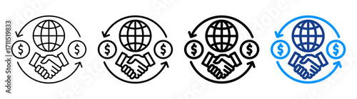 International Trade Icon Different Style Outline Collection Set