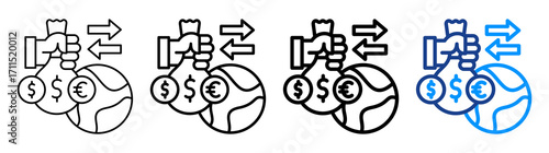 Foreign Direct Investment Icon Different Style Outline Collection Set