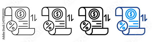 Tariff Icon Different Style Outline Collection Set