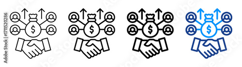 Profit Sharing Icon Different Style Outline Collection Set