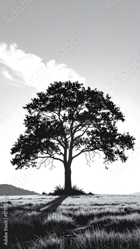 Monochrome tree silhouette