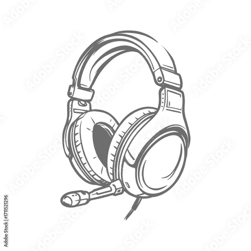 Gaming Headset with Microphone Design Illustration