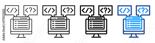 Coding Language Icon Different Style Outline Collection Set