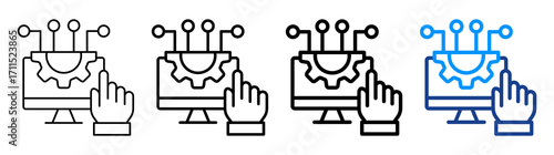 Digitalization Icon Different Style Outline Collection Set