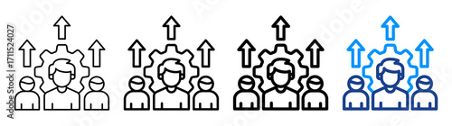 Development Team Icon Different Style Outline Collection Set