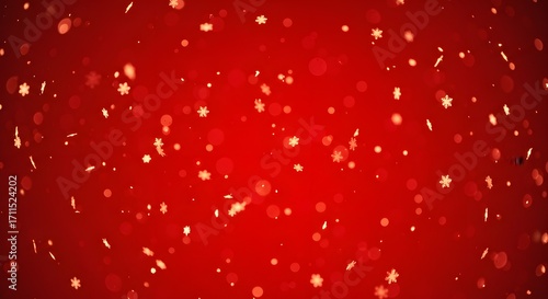 Red background with falling snowflakes