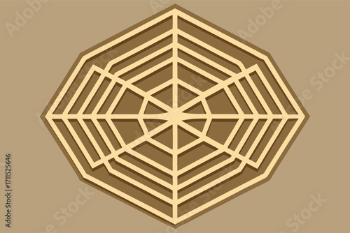 Detailed spider web design in a light brown color on a neutral background