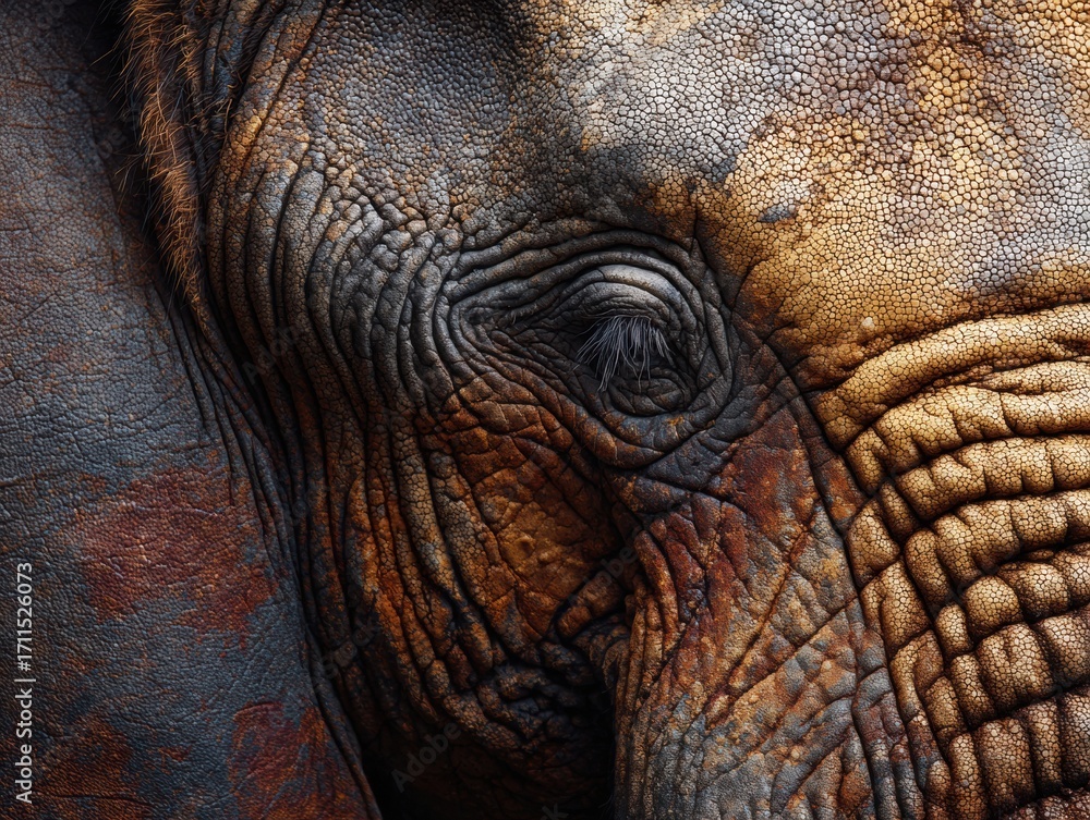 Fototapeta premium Premium Close-Up Elephant Skin Texture with Wrinkled Detail Authentic Natural Aging for Inspiring Marketing Content and Social Media Campaigns