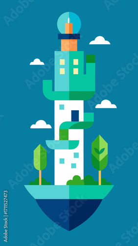 Flat Design Futuristic Eco Friendly Vertical Community
