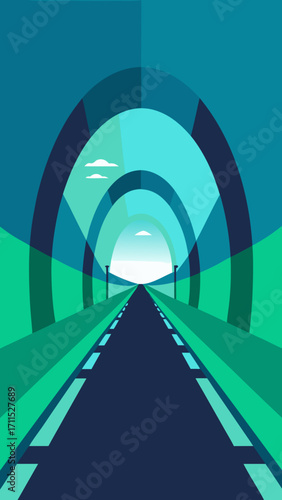 Flat Design Futuristic Eco Transport Tunnel Background