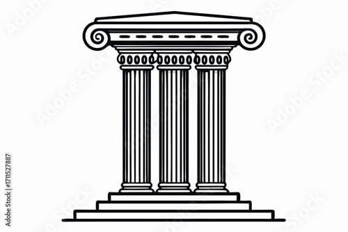 Three classical columns stand tall in a simple design, showcasing ancient architecture and historical significance