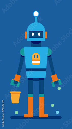 Flat Design Futuristic Ocean Garbage Cleanup Robot